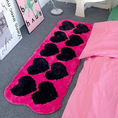 Ihomed Tufting Long Pink Rug Heart Shape Carpet Living Area Bedroom Floor Anti Slip Pad Baby Kids Room Home Nursery Decor 50X140CM