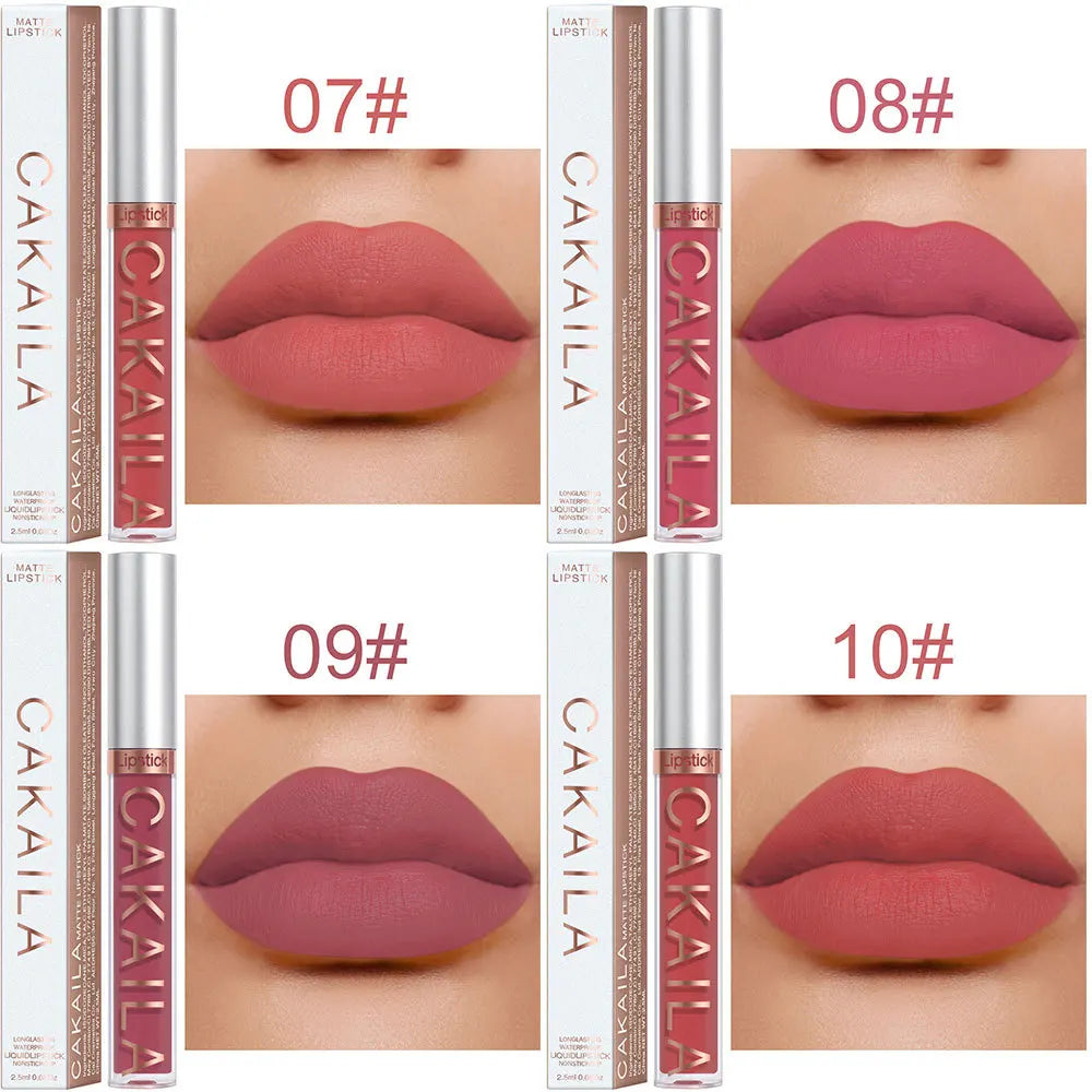 Ihomed Matte Liquid Lipstick Nude Brown 18 Colors Waterproof Lasting Non-stick Cup Velvet Nude Red Lip Gloss Lint Tube Makeup Cosmetics