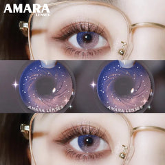 Ihomed 2pcs Contact Lenses for VIP Natural Blue Brown Colored Contact Lens for Eyes Beauty Cosmetic Contacts Eyes Makeup 14.2mm