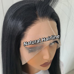 Ihomed Black Wig Straight Synthetic Lace Front Wig Glueless Wig Ready to Wear Long Black Wig Synthetic Hair Lace Frontal Wigs for Women