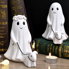 Ihomed Halloween Ghost Walking Dog Statue Halloween Ghost Dog Decor Statues Spooky Ghost Dog Halloween Home Tabletop Decorations Gift