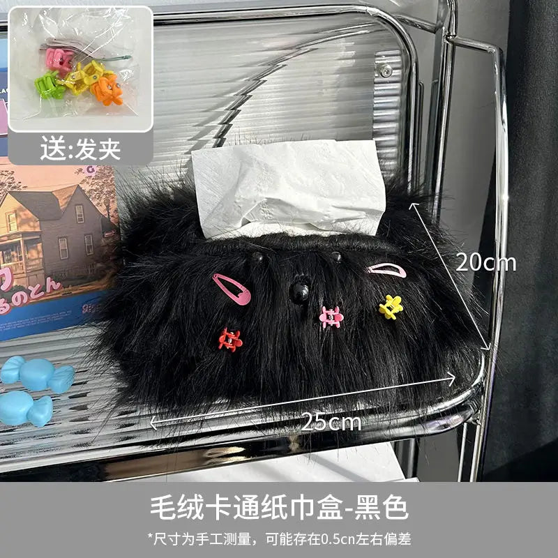 Ihomed Cute Long Hair Dog Tissue Bag Living Room Car Drawn Paper Box Bedroom Storage Bag High End Creative Tissue Box Kitchen Deco