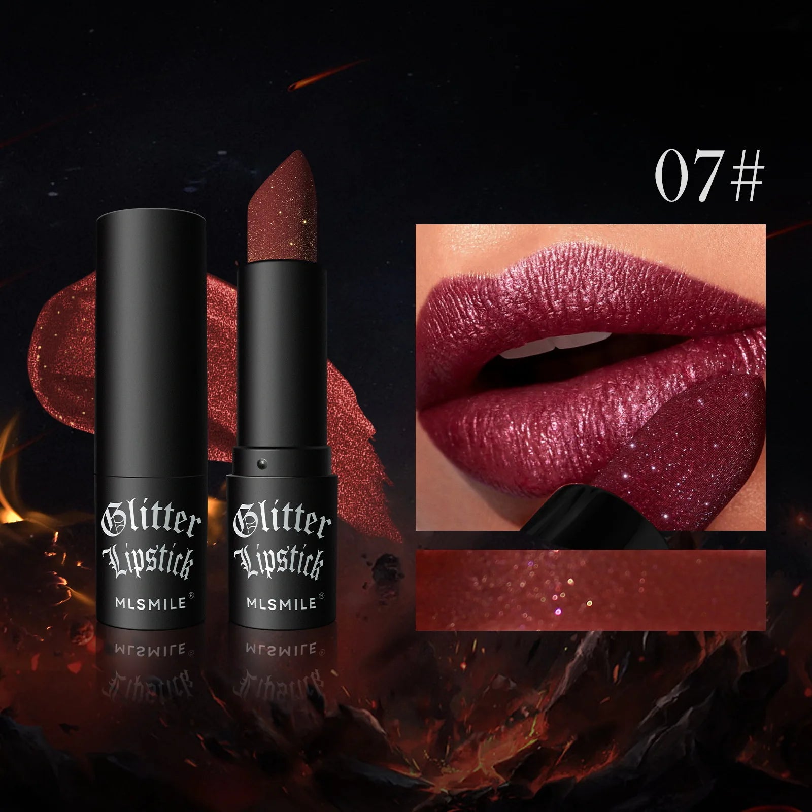 Ihomed Waterproof Glitter Lipsticks Punk Style Nude Matte Not Fading Pearlescent Sexy Red Pink Velvet Lipsticks Lips Makeup Cosmetic