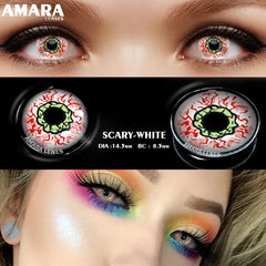 Ihomed 2 Pack Halloween Colored Contact Lenses Anime Cosplay Eyes Lenses Colored Lenses White Black Red Lenses