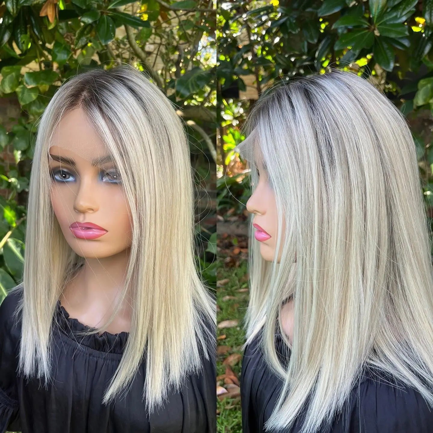 Ihomed Stunning Blonde Bob Wigs Highlights Ashy Brown Blonde Full Lace Wig 100% Human Hair HD 13x6 Straight Lace Front Wig Dark Roots