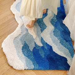 Ihomed Tufting Ocean Rug Bathroom Mat Soft Fluffy Scenic Wave Bedroom Living Room Carpet Floor Safety Pad Aesthetic Home Room Decor