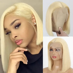 Ihomed  613 Blonde Short Bob Wig Straight Human Hair 13x4 HD Lace Front Wigs 180% Brazilian Virgin Lace Frontal Wig Straight Bob Wig