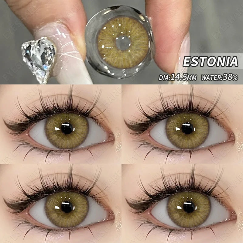 Ihomed New Color Contact Lenses for Eyes Fashion Green Lenses Brown Eyes Contacts Lenses Gray Contacts Lens Yearly 2pcs/pair