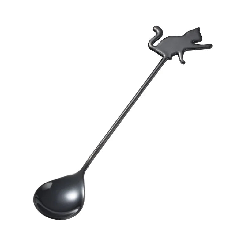 Ihomed Coffee Spoon Lovely Cute Cat Shape Teaspoon Dessert Snack Scoop Ice Cream Mini Spoons Kitchen ToolsTableware 304 Metal