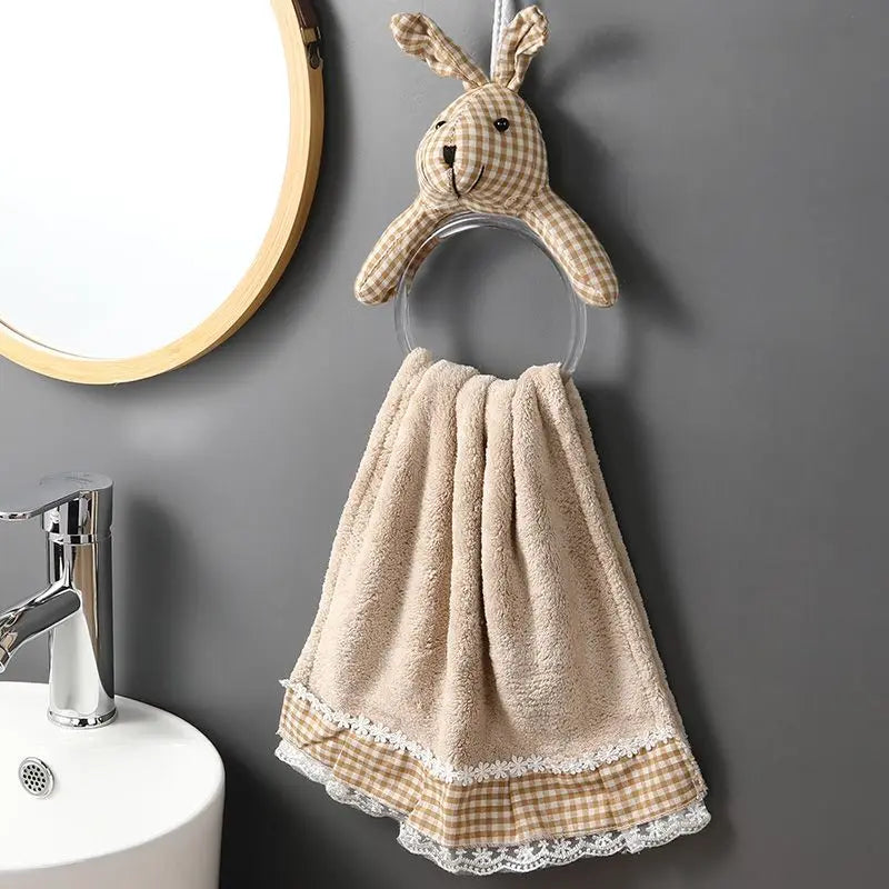 Ihomed Circular Rabbit Hand Towel Hanging Quick Drying Handkerchief Kitchen Bathroom Acceesories Household Microfiber Towel Cute 2025