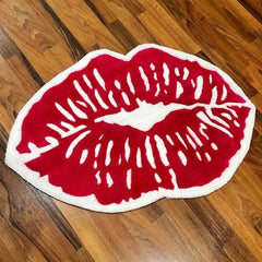 Ihomed Big Red Lips Carpet Floor Mat Blue Black Living Room Bedroom Bedside Blanket Special-shaped Soft Flannel Non Slip Rug Home Decor