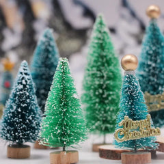 Ihomed 24/43pcs Mini Christmas Trees Bottle Brush Trees Plastic Winter Snow Ornaments Tabletop Crafting DIY Decoration Christmas Gift