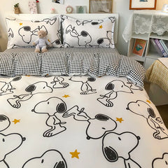 Ihomed Korean Style Bedding Set Boys Girls Twin Queen Size Duvet Cover Flat Sheet Pillowcase Bed Linen Kids Adult Fashion Home Textile