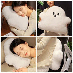 Ihomed Halloween Plush Kawaii White Cloud Ghost Pillow Halloween Soft Cushion Children Party Gift Doll Home Bedroom Chair Home Decor