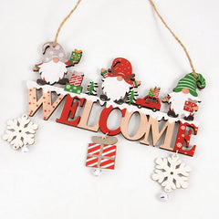 Ihomed Gnome Santa Claus Wooden Hanging Ornament 2024 Merry Christmas Decoration for Home Door Xmas Tree Pendants Navidad New Year 2025