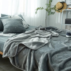 Ihomed Solid Grey Flannel Fleece Blanket, Soft Summer Quilt Single Autumn Plush Velvet Throw Bed Linen Sheet,Bedspread 150*200cm