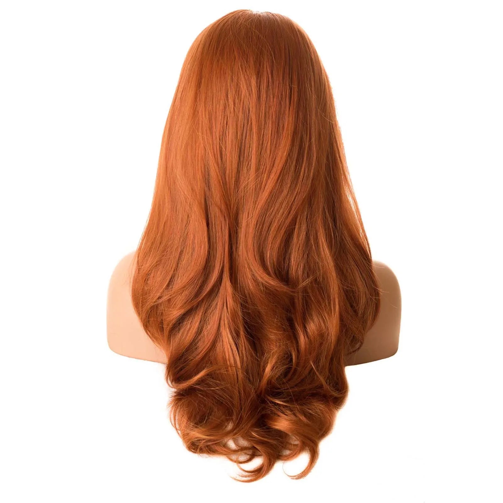 Ihomed Long Wavy Hair Layered Synthetic Lace Front Wig Ginger Orange Curly Natural Wave Auburn Colored 13X4 Frontal Wigs for Women