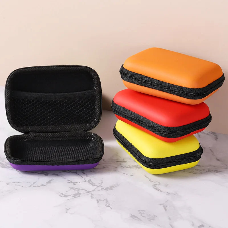 Ihomed 1pc Portable Waterproof Headphone Storage Bag, Data Cable Packing Cube, EVA Protective Case For Travel