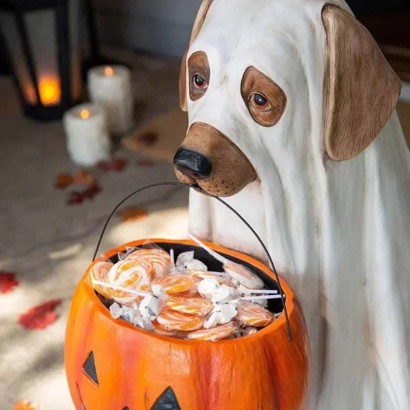 Ihomed Halloween Dog Elf Candy Bowl Ornament Pumpkin Festival Party Decoration Gift Home Storage Supplies Halloween Decors Accessories