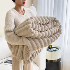 Ihomed High density warm blanket rabbit fur bed linen Coral Fleece Sofa Blankets for winter Microfiber blanket plush Thicken Bed Sheet