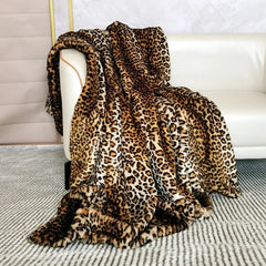 Ihomed Luxury leopard Faux Fur winter blanket high-end plush Bedspread on the bed plaid cover sofa blankets for living room bedroom