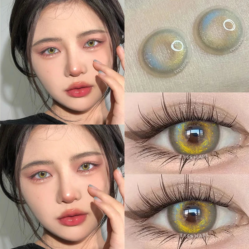 Ihomed New Lense 1 Pair Color Contact Lenses with Natural Eye Contact Lenses Blue Brown Green Lenses Pupils Beauty Color Lens