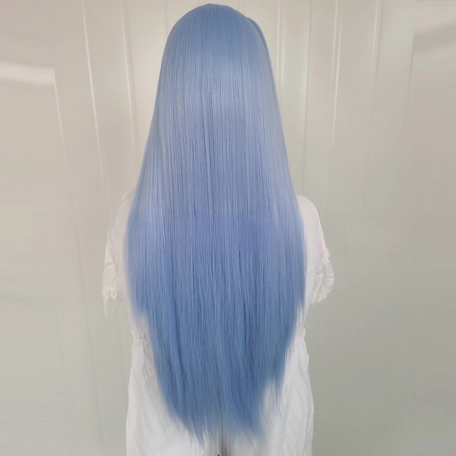 Ihomed Blue Wig Long Straight Synthetic Lace Front Wig Glueless Wig Ready to Wear Light Blue Hair Lace Wigs for Women Party Cosplay