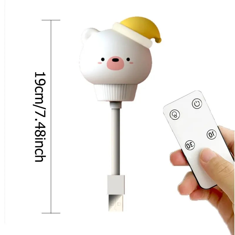 Ihomed USB Night Light LED Chlidren Cute Cartoon Night Lamp Bear Chick Kitten Remote Control for Baby Kid Bedroom Decor Bedside Lamp