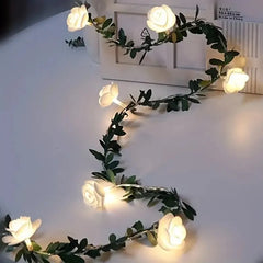 Ihomed 1PC 10 LED Rose Flower String Lights Battery Powered Flower Rose Night Lamp For Wedding Valentines Day Party Garland Decoration