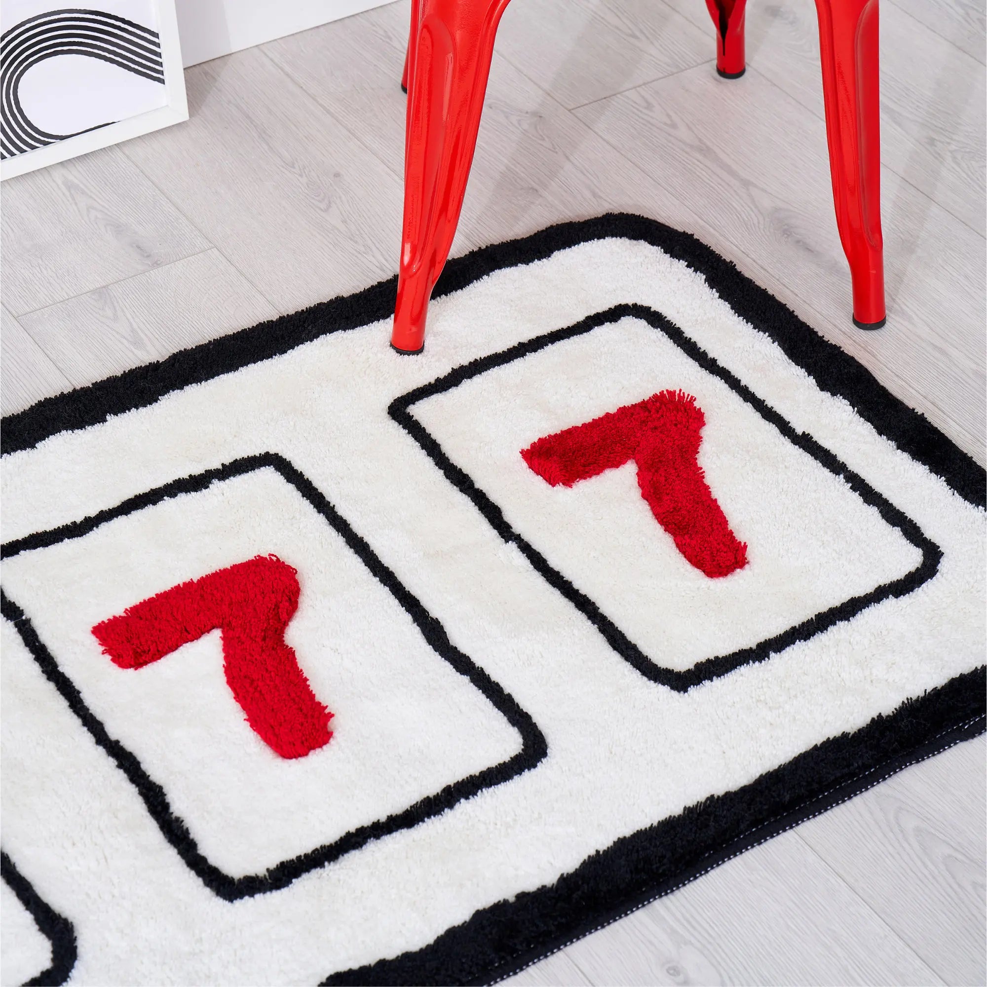 Ihomed Lucky Number 777 Jackpot Soft Rug Game Room Bedroom Aesthetics Carpet Handmade Housewarming Halloween Decor Casino Rug Gifts