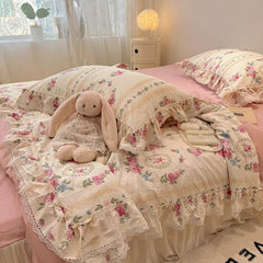 Ihomed Summer Quilt Cotton Korean Ins Lace Fragmented Series  Air Condition Quilt High Quality Summer Blanket set