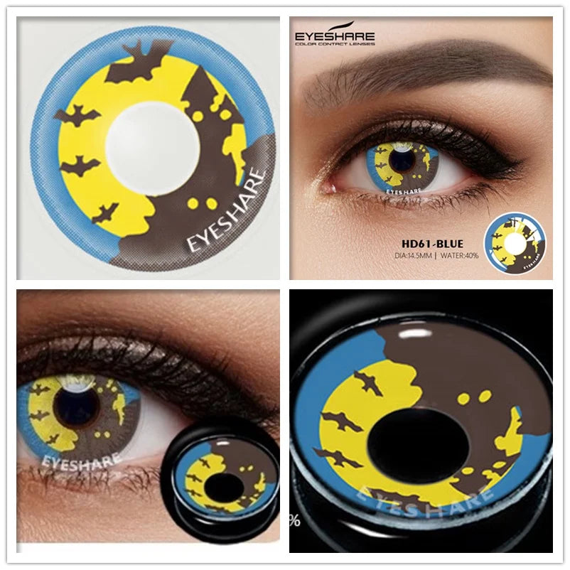 Ihomed Color Contact Lenses For Eyes 2pcs Anime Cosplay Colored Lenses Blue Purple Halloween Lenses Contact Lens Beauty Makeup