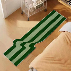 Ihomed Green Kitchen Rug Irregular Striped Floor Mat Runner Rug Accent Modern Carpet Home Decor Abstract Soft Flannel Non Slip Gift