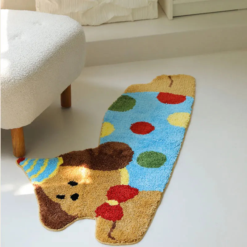 Ihomed Cartoon Cute Puppy Shape Bedroom Rugs Kids Room Anti-Slip Carpets Mat Living Room Area Decoration Tufted Rug Pet Floor Mat