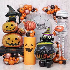 Ihomed 1pcs Large Standing Halloween Balloons  Skull Man Spooky Mummy Pumpkin Ballons Ornaments Props Helloween Party DIY Decorations