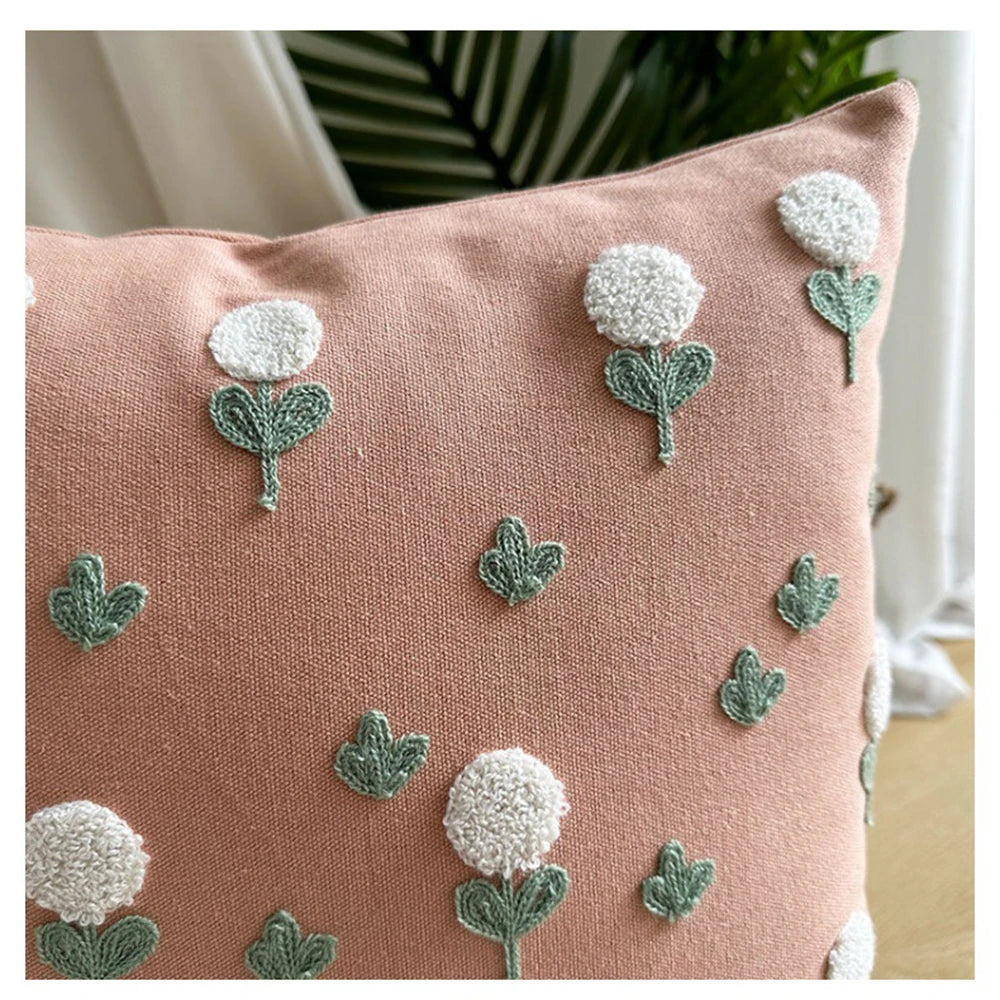 Ihomed Simple Floral Embroidery Throw Pillow Case Decorative Sofa Comfortable Square Back Cushion Covers Sweet Funda Cogines De 45X45