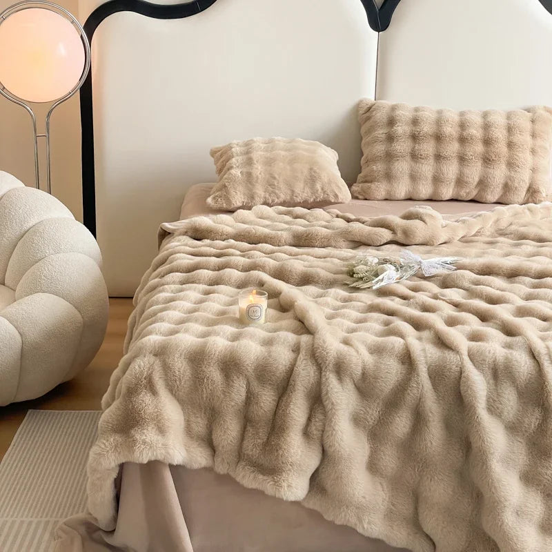 Ihomed Thicken faux fur winter blanket with zipper plush bed linen fluffy bed cover quilt Duvet cover Microfiber bedding Sofa Blankets