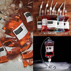 Ihomed 10pcs/lot 350ml Halloween Blood Bag For Drinks PVC Drink Pouches Vampire Theme Party Props Horror Halloween Party Accessories