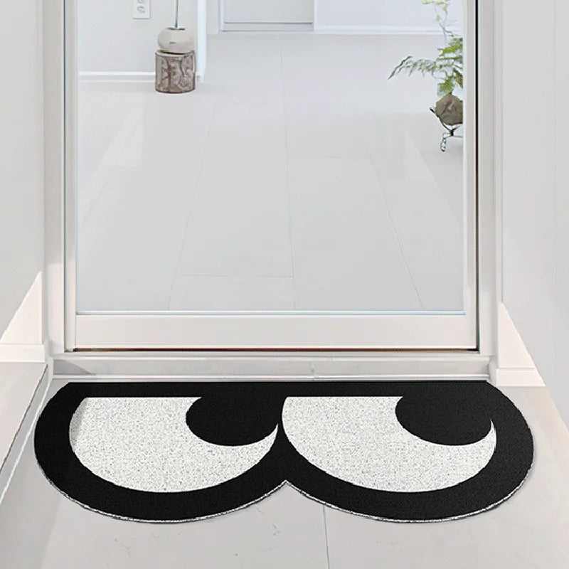 Ihomed Nordic PVC Welcome Doormat Funny Eyes Mat House Entrance Rug Carpet Anti Dust Door Floor Pad Black White Aesthetic Home Decor