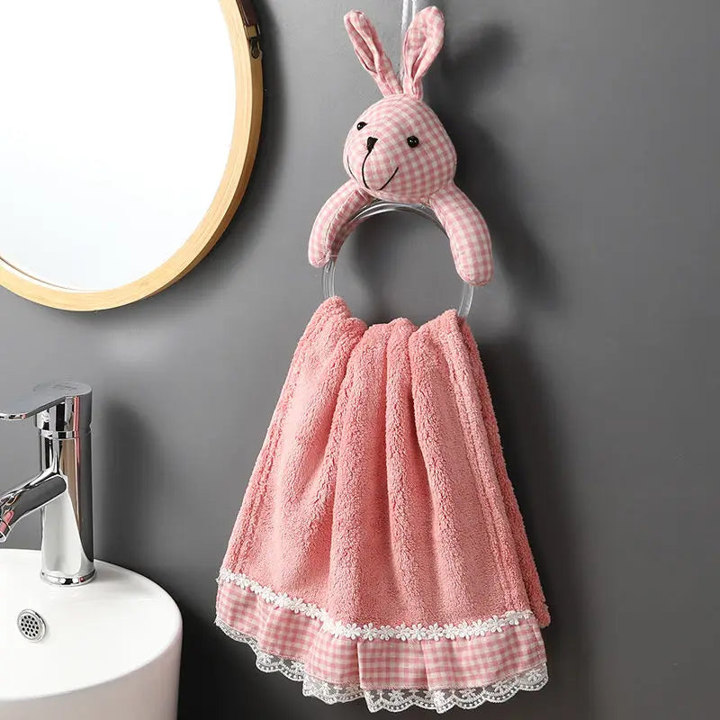 Ihomed Circular Rabbit Hand Towel Hanging Quick Drying Handkerchief Kitchen Bathroom Acceesories Household Microfiber Towel Cute 2025