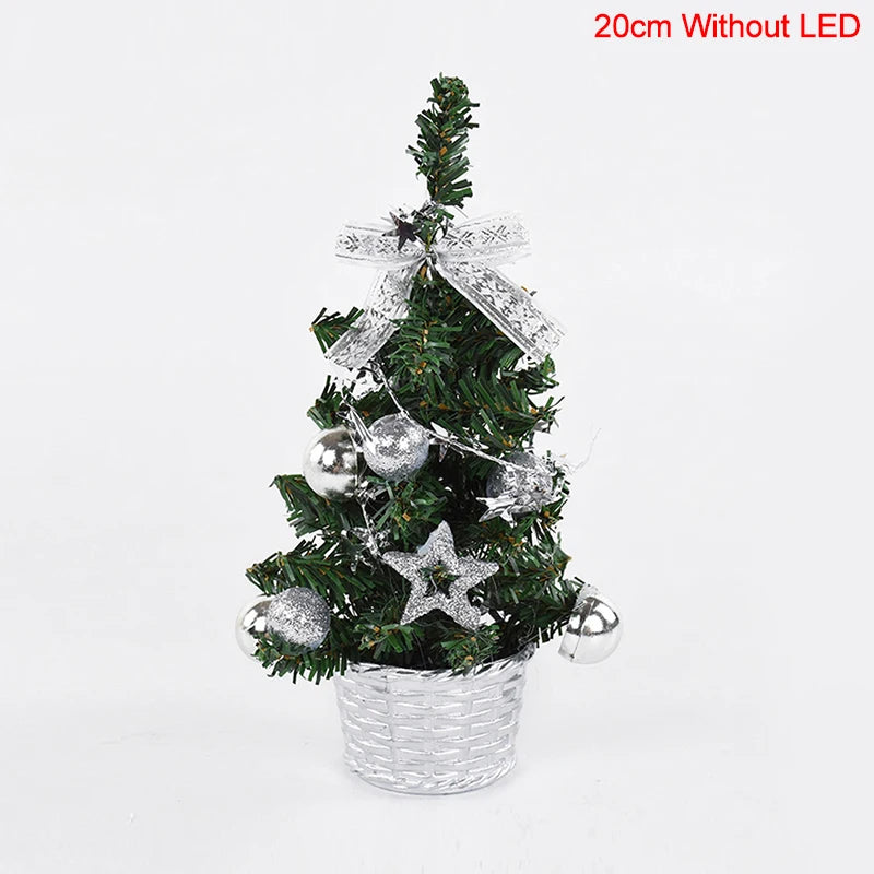 Ihomed 20/30cm Artificial Christmas Tree with LED Light Balls 2024 Christmas Decoration for Home 2025 New Year Gift Xmas Table Ornament