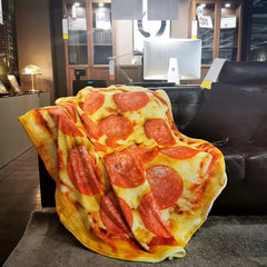 Ihomed 1pc Soft and Warm Pizza Print Flannel Blanket for All Seasons - Perfect for Couch, Sofa, Office, Bed, Camping, and Traveling