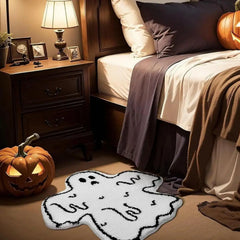 Ihomed Cute Ghost Rug Fun Home Decoration Accent Spooky House Decor Halloween Themed Bedroom Soft Flannel Non Slip Carpet Gift Ideas