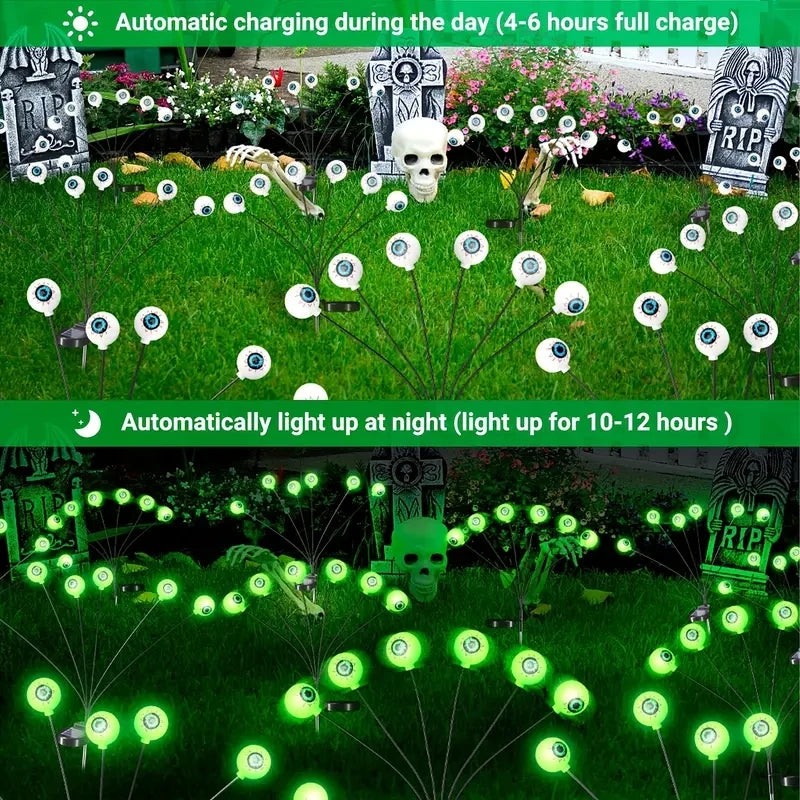 Ihomed 1pc Halloween Eyeball String Lights, Solar Energy, Courtyard, Garden, Horror, Decoration, Lawn, Ground, Plug-in Light