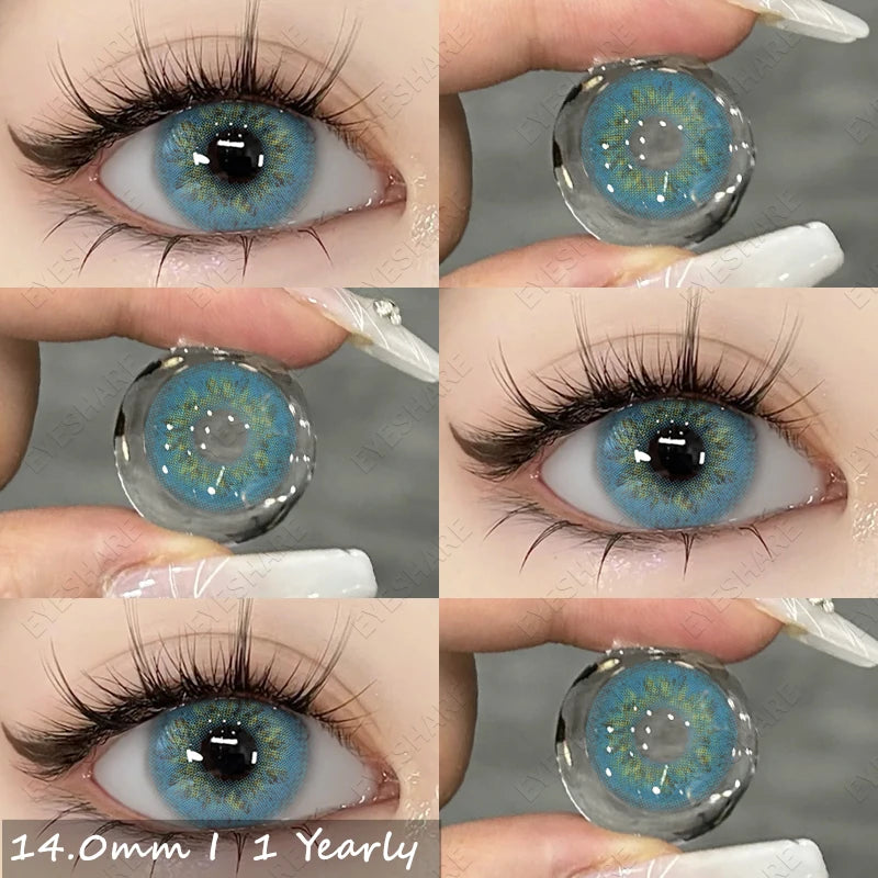 Ihomed 1pair Natural Color Contact Lenses for Eyes Fashion Blue Contact Lenses Beauty Makeup Brown Eyes Contacts Lenses 14.0mm