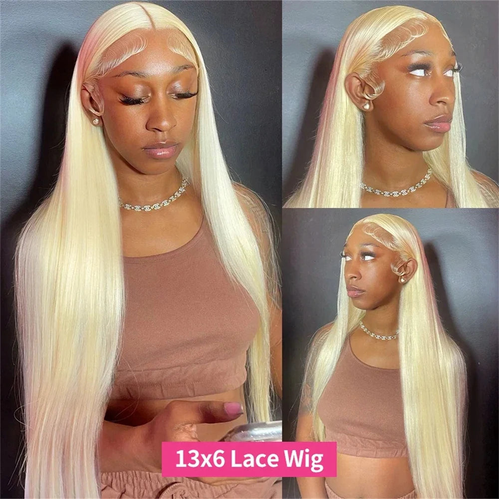 Ihomed 34 38 Inch 613 Honey Blonde Bone Straight 13x6 Lace Front Human Hair Wig Brazilian Colored 13x4 Lace Frontal Wigs For Women