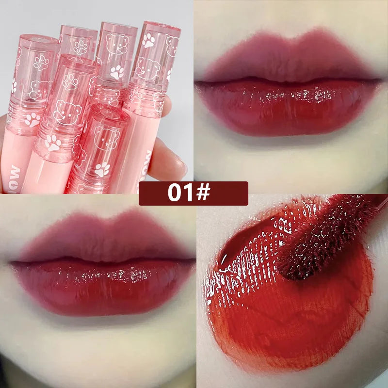 Ihomed Cute Bear Velvet Lip Gloss Girl's Matte Lip Glaze Waterproof Lasting Transparent Red-brown Lip Mud Korean Makeup Liquid Lipstick