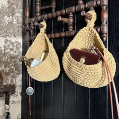 Ihomed Nordic Woven Storage Basket Miscellaneous Hanging Storage Bag Ins Wall Decoration Rattan Home Hang Snack Box Kitchen Acceesories