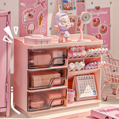 Ihomed Cute Stationery Storage Box Organizer Multi-funct Desktop Drawer Oblique Pen Holder Office Organization Dust-proof Storage Rack