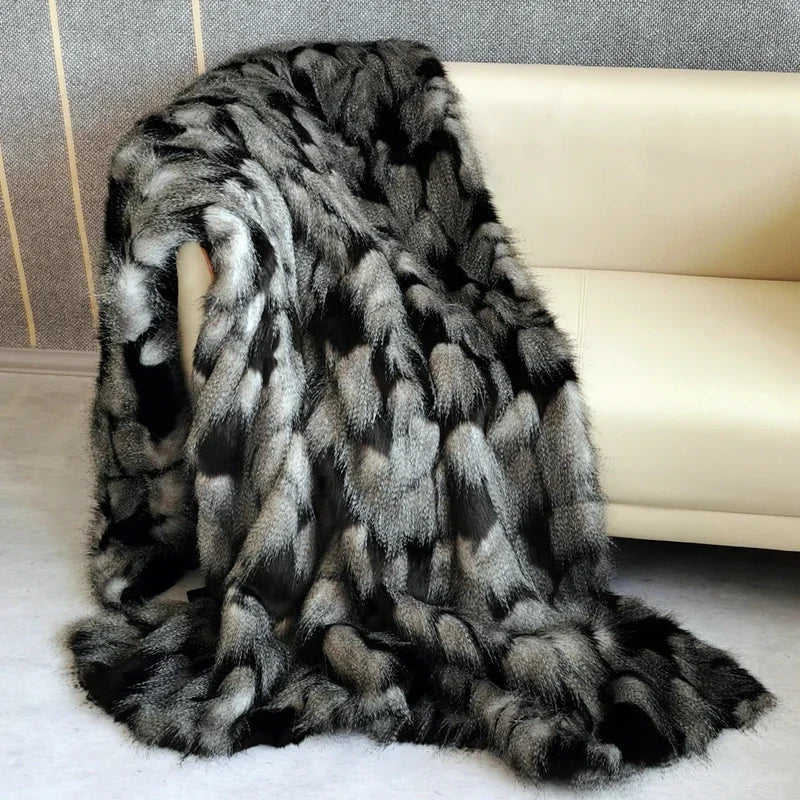 Ihomed Luxury Faux Fur Winter blanket high-end home Bed cover double layer bedspread Shaggy bed plaid room decor sofa blankets covers